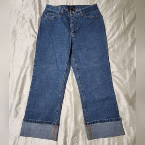 IZOD Jeans Stretch Mid Rise Cuffed Straight Leg Denim Capris